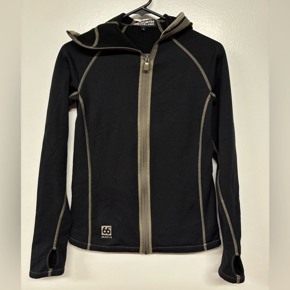 66 North Womens Vik Hooded Black Jacket Size Medium